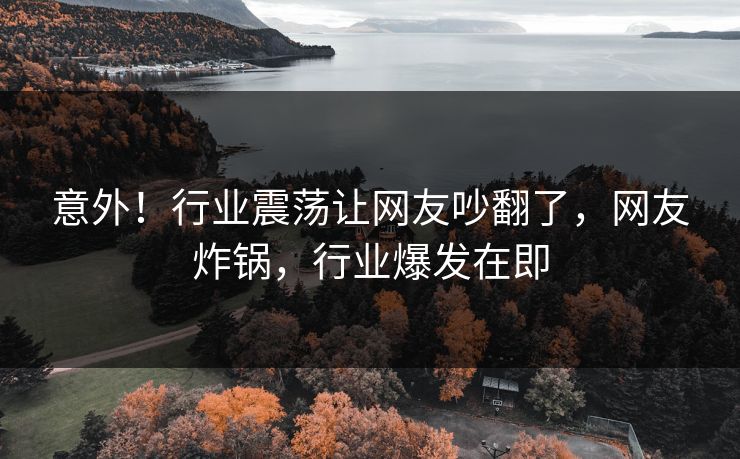 意外！行业震荡让网友吵翻了，网友炸锅，行业爆发在即